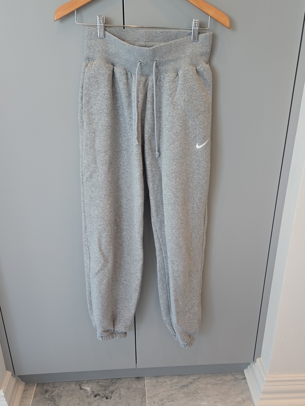 Nike Gray Joggers with White Swoosh
